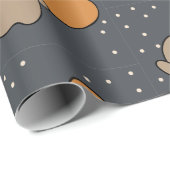 キュート不気味木炭グリッド幽霊ハートパターン ラッピングペーパー (ロールコーナー)