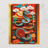 キュート中国のスネークイヤー折り紙VPostC シーズンポストカード (正面)