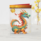 キュート中国のドラゴカスタムン誕生日GC カード (黄色い花)