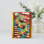 キュート中国のドラゴンイヤー誕生日折り紙VPostC シーズンポストカード (スタンド正面)