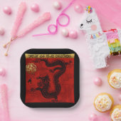 キュート中国のドラゴンイヤー2024〔占星術の〕十二宮図誕生日PP ペーパープレート (パーティー)