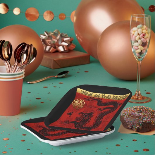 キュート中国のドラゴンイヤー2024〔占星術の〕十二宮図誕生日PP ペーパープレート (複数)