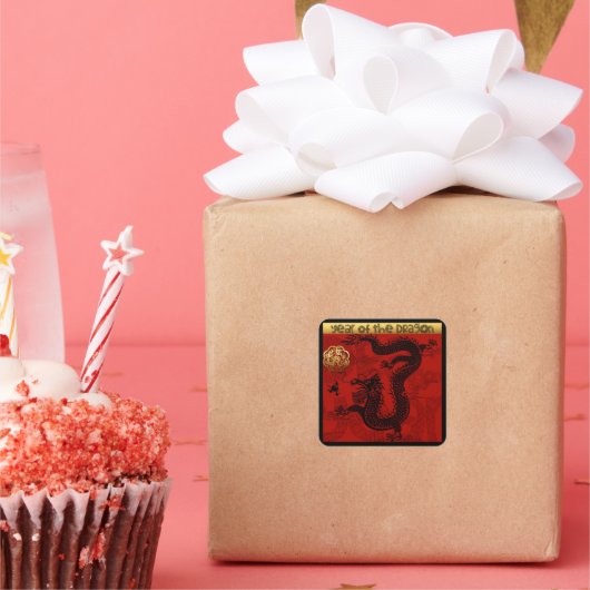 キュート中国のドラゴンイヤー2024〔占星術の〕十二宮図誕生日SqS スクエアシール (パーティー)