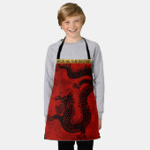 キュート中国のドラゴンニューイヤー〔占星術の〕十二宮図誕生日KA エプロン (着用した状態)