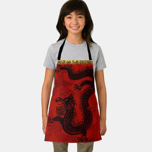 キュート中国のドラゴンニューイヤー〔占星術の〕十二宮図誕生日KA エプロン (インサイチュ)