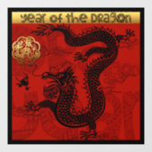 キュート中国のドラゴンニューイヤー〔占星術の〕十二宮図誕生日SqWC ウィンドウサイン (シート)