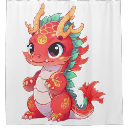 キュート中国のドラゴン シャワーカーテン