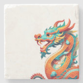 キュート中国のニューイヤードラゴン〔占星術の〕十二宮図誕生日MC ストーンコースター (正面)