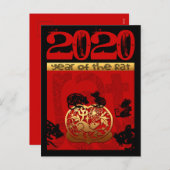 キュート中国のラットイヤー2020〔占星術の〕十二宮図誕生日VPost シーズンポストカード (正面/裏面)