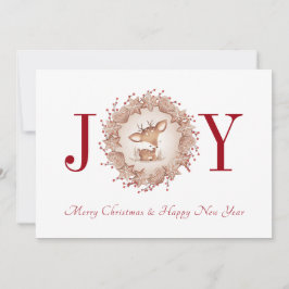 キュート伝統的クリスマスニューイヤーホリデーカード 案内状