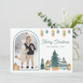 キュート伝統的北欧のアーチフォトクリスマス シーズンカード (スタンド正面)