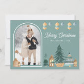 キュート伝統的北欧アーチフォトティール(緑がかった色)クリスマス シーズンカード (正面)