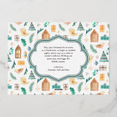 キュート伝統的北欧アーチ写真海軍クリスマス 箔シーズンカード (裏面)