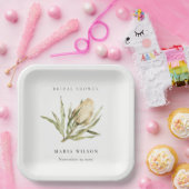 キュート先住民バンクシアウォーターカラーフローラブライダルシャワー ペーパープレート (パーティー)