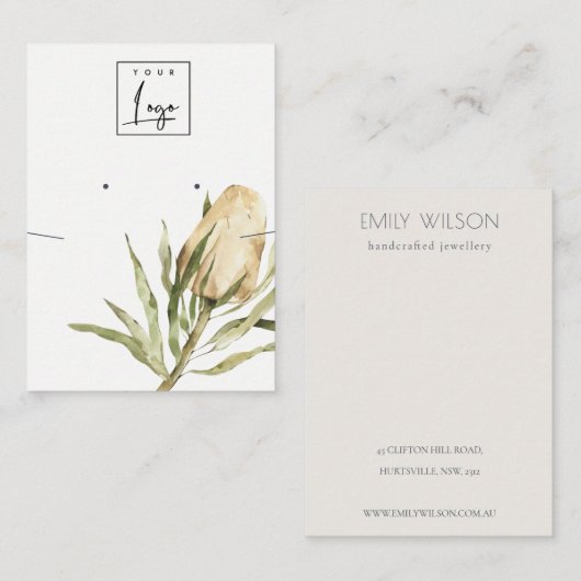 キュート先住民バンクシアフローライヤリングネックレス 名刺 (正面/裏面)