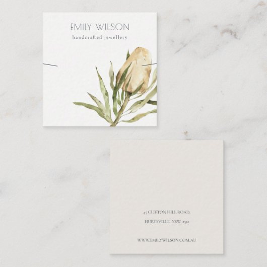 キュート先住民バンクシアフローラネックレスディスプレイ スクエア名刺 (正面/裏面)