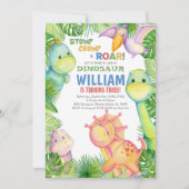 キュート先史時代パーティーテーマ 子供へ 招待状 (正面)