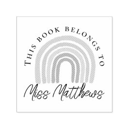 キュート先生ライブラリレインボー蔵書票 セルフインキングスタンプ