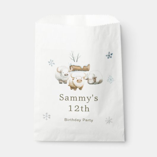 キュート冬の北極牛誕生日 フェイバーバッグ (正面)