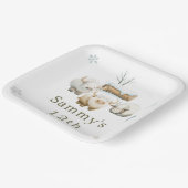 キュート冬の北極牛誕生日 ペーパープレート (傾斜あり)