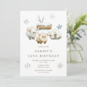 キュート冬の北極牛誕生日 招待状 (スタンド正面)