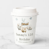 キュート冬の北極牛誕生日 紙コップ (裏面)