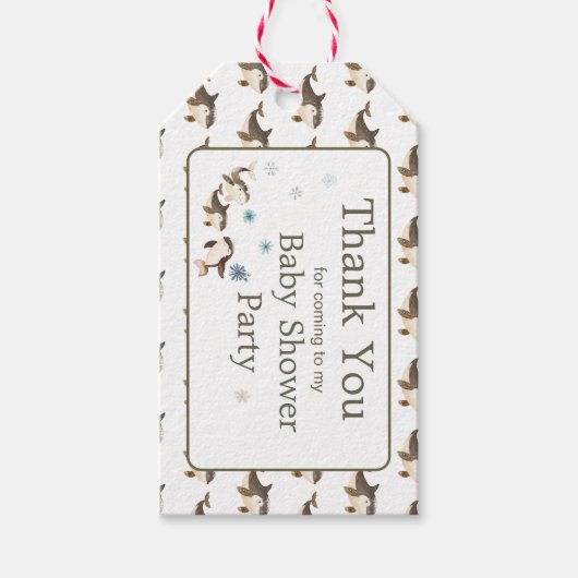 キュート冬の北極鯨の赤ちゃんシャワー ギフトタグ (正面)