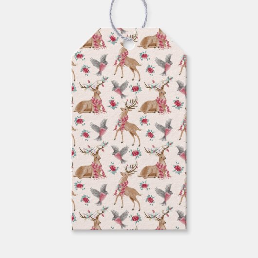 キュート冬の森の動物クリスマスプレゼントラベル ギフトタグ (正面)