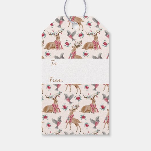 キュート冬の森の動物クリスマスプレゼントラベル ギフトタグ (裏面)