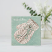 キュート冬の糸ミトンヴィンテージティール(緑がかった色)灰色の素朴 (スタンド正面)