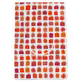 キュート包まれたギフトwボーズホリデークリスマスデイ ミディアムペーパーバッグ (裏面)