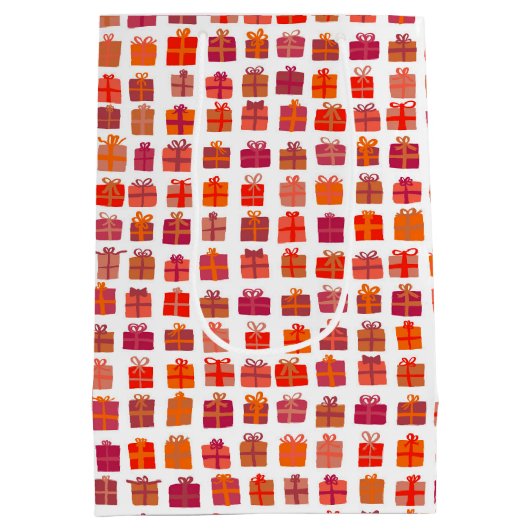 キュート包まれたギフトwボーズホリデークリスマスデイ ミディアムペーパーバッグ (裏面)