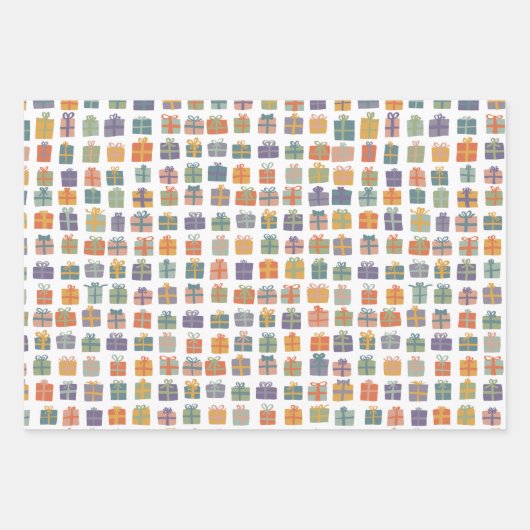 キュート包まれたギフトwボーズホリデークリスマスデイ ラッピングペーパーシート (正面2)