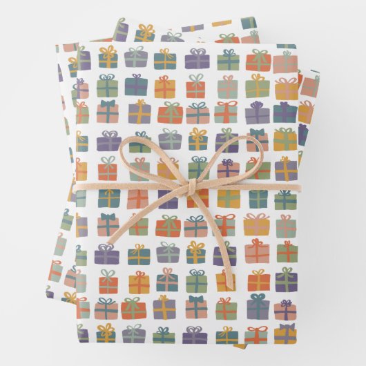 キュート包まれたギフトwボーズホリデークリスマスデイ ラッピングペーパーシート (インサイチュ)