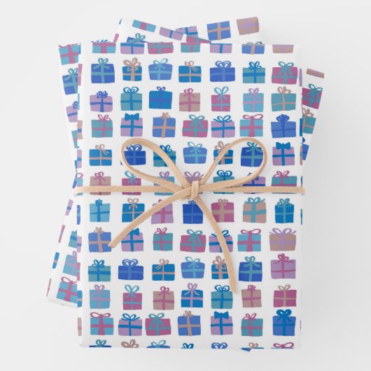 キュート包まれたギフトwボーズホリデークリスマスデイ ラッピングペーパーシート (インサイチュ)