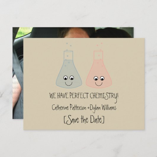 キュート化学保存日付写真はがき 案内ポストカード (正面/裏面)