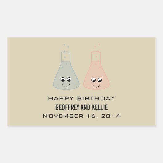 キュート化学誕生日シール 長方形シール (正面)