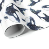 キュート北極オルカパターンホワイト ラッピングペーパー (ロールコーナー)