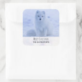 キュート北極キツネオンスノーメリークリスマス スクエアシール (バッグ)