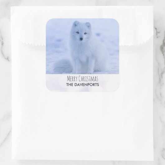 キュート北極キツネオンスノーメリークリスマス スクエアシール (バッグ)