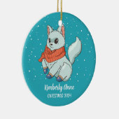 キュート北極キツネクリスマススノーウィークウィンターホリデー セラミックオーナメント (右)