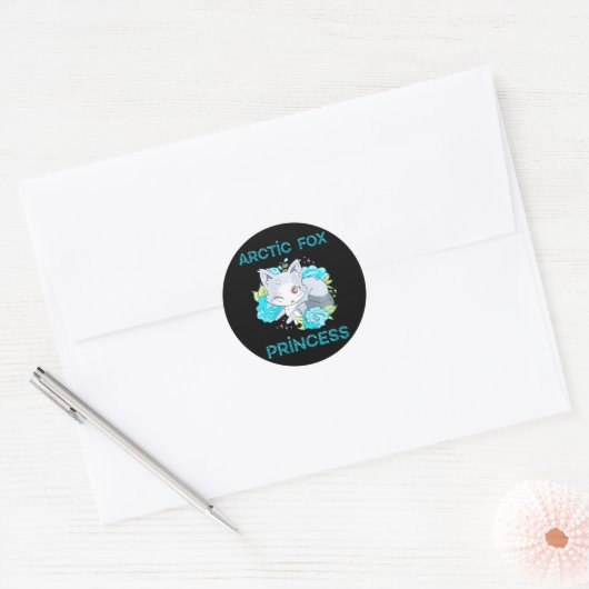 キュート北極キツネプリンセスウィンクアイズキツネ ラウンドシール (封筒)