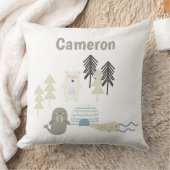 キュート北極冬の動物名前をカスタムする クッション (ブランケット)