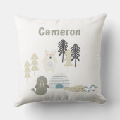 キュート北極冬の動物名前をカスタムする クッション (裏面)