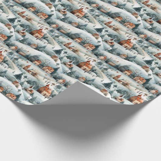 キュート北欧ウィンタービレッジクリスマス ラッピングペーパー (角)