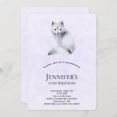 キュート北欧キツネwithフローラデザイン誕生日 招待状 (正面/裏面)