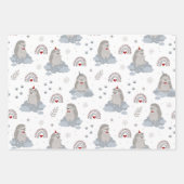 キュート北欧クリスマスハウスヘッジホッグフローラ ラッピングペーパーシート (正面2)