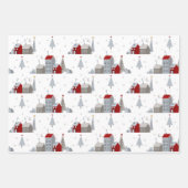 キュート北欧クリスマスハウスヘッジホッグフローラ ラッピングペーパーシート (正面)