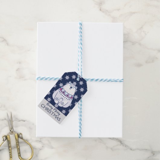 キュート北欧スタイルポーラベアスノーフレーク ギフトタグ (より糸付き)