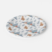 キュート北欧ホリデーベアパターン ペーパープレート (アングル)